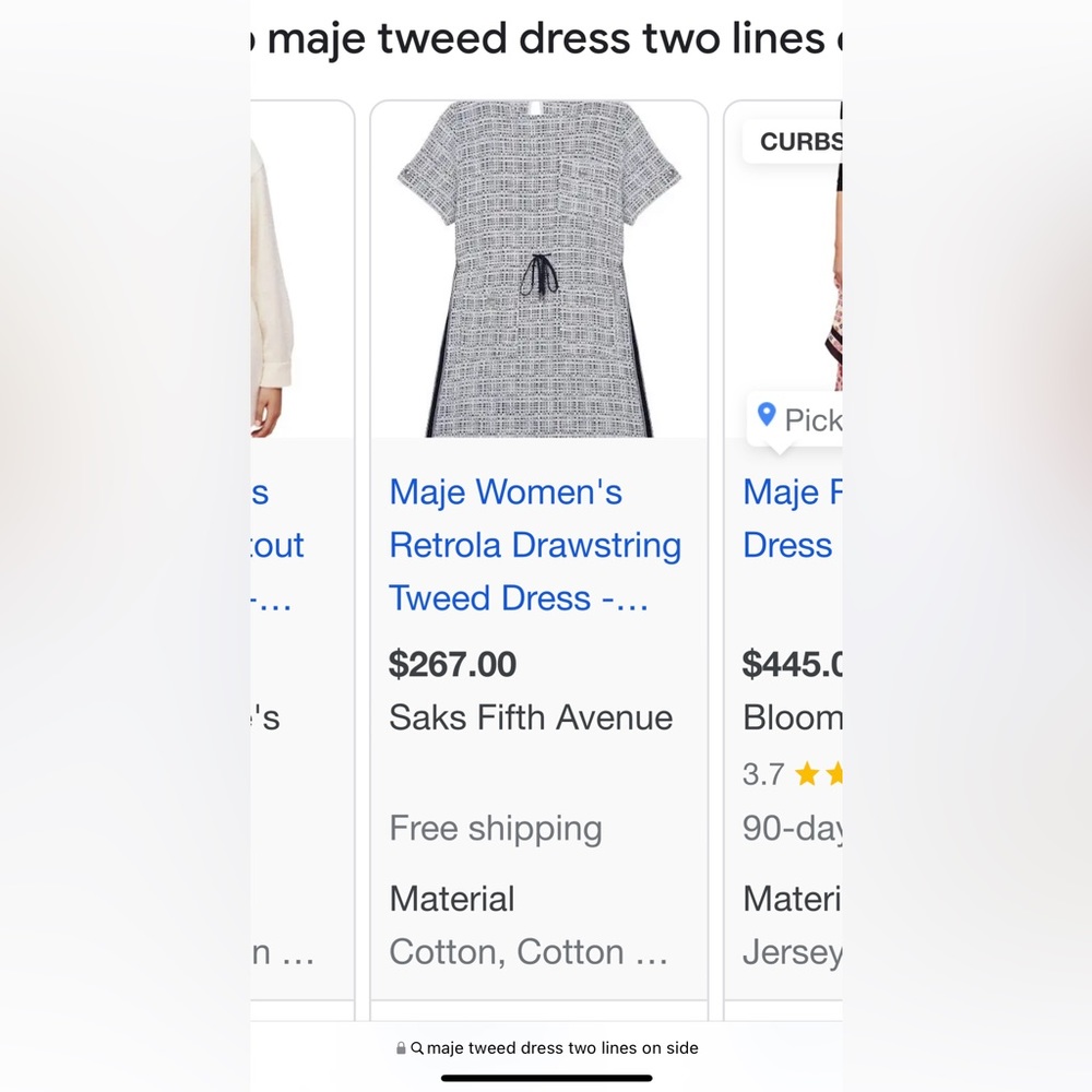 🌚💙NEW WITH TAGS💙🌚 Maje Retrola Drawstring Tweed Dress size 36 US 2/4 - Picture 2 of 11